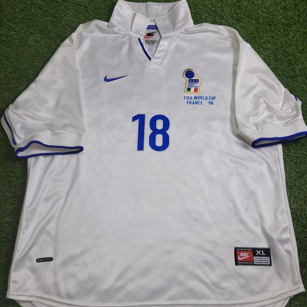 Baggio Italy Nike 1998 WORLD CUP Away Soccer Jersey Shirt XL